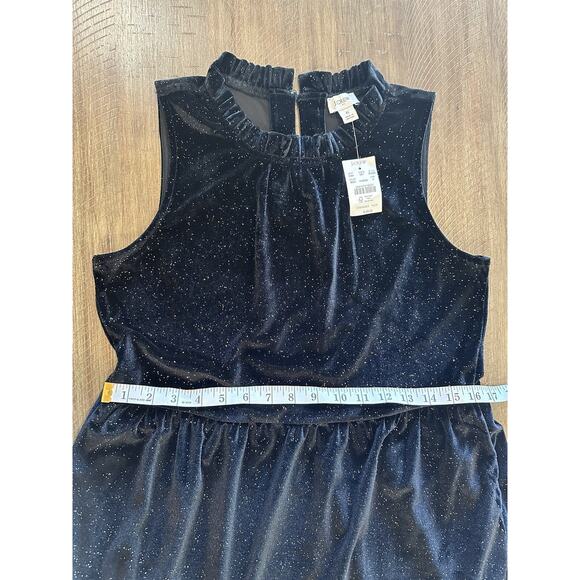 NWT J. Crew Black Velvet Sparkles Tiered Midi Dress Ruffles Women’s Size 6 NEW - Picture 11 of 15